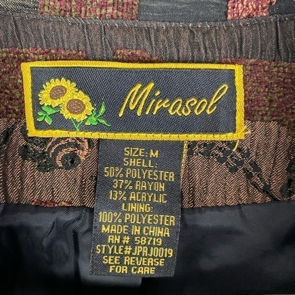 Mirasol Striped Floral Button Down Jacket Women's Medium Brown Black Lined - Picture 11 of 12